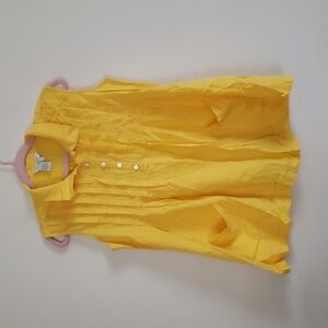 Sandro yellow linen rayon summer collared tank button front airy blouse women L